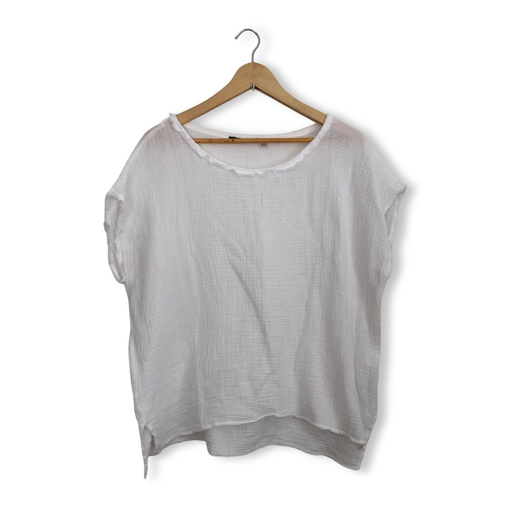 Tahari White Gauze Top